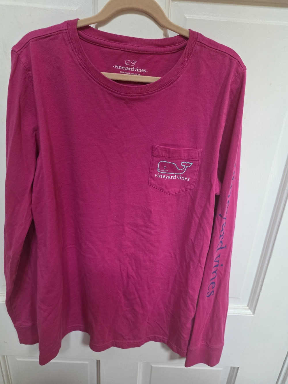 Vineyard Vines Womens Long-Sleeve Pocket Tee - Hot Pink   Size XS